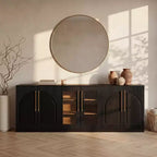 Morden Fort Mobile Contenitore a 2 Ante Bianco, Credenza Modulare con Ante ad Arco Simmetriche, Consolle per Sala da Pranzo, Soggiorno