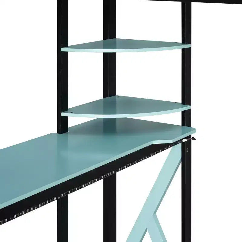 Letto a soppalco in legno a grandezza naturale con scrivania, libreria, stazione di ricarica e luce RGB - ModernLuxe