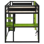 Letto a soppalco in legno a grandezza naturale con scrivania, libreria, stazione di ricarica e luce RGB - ModernLuxe
