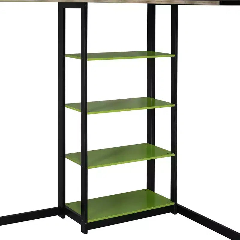 Letto a soppalco in legno a grandezza naturale con scrivania, libreria, stazione di ricarica e luce RGB - ModernLuxe