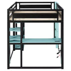 Letto a soppalco in legno a grandezza naturale con scrivania, libreria, stazione di ricarica e luce RGB - ModernLuxe