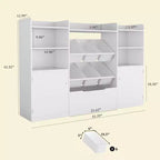Mobile Contenitore Bianco per Bambini con Ante, Organizzatore Porta Giocattoli in Legno per Sala Giochi, Scaffale e Contenitori Porta Giocattoli per Bambini