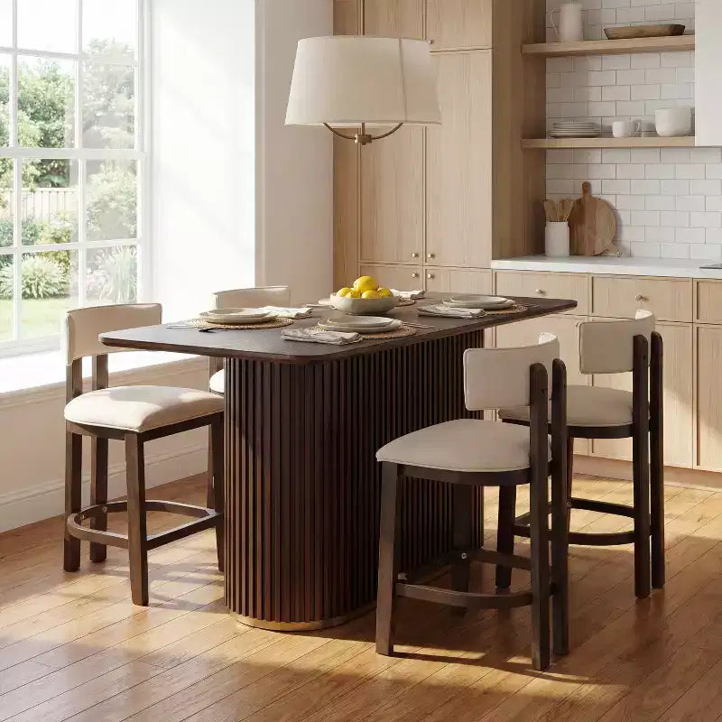 Christopher Knight Home Quini Set da Pranzo Moderno da 5 Pezzi in Legno con Base a Piedistallo e Gambe in Legno di Gomma