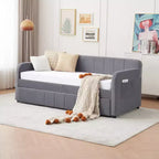 Divano letto singolo con letto estraibile, in velluto con porte USB e tasche laterali per soggiorno, camera da letto, camera degli ospiti - ModernLuxe