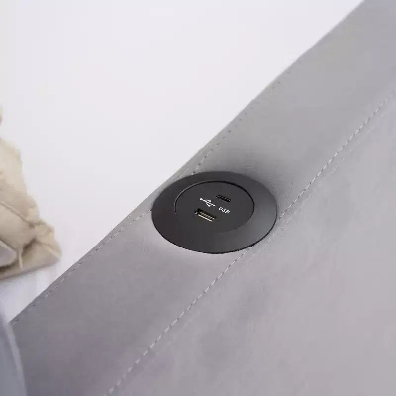 Divano letto singolo con letto estraibile, in velluto con porte USB e tasche laterali per soggiorno, camera da letto, camera degli ospiti - ModernLuxe
