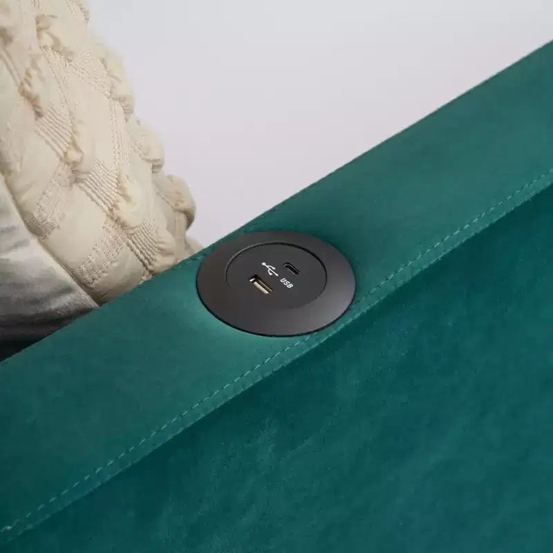 Divano letto singolo con letto estraibile, in velluto con porte USB e tasche laterali per soggiorno, camera da letto, camera degli ospiti - ModernLuxe