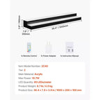 VEVOR Espositore per bottiglie di liquori a LED, 2 ripiani 100 cm, supporta USB, Espositore da bar per casa illuminato in acrilico con telecomando RF e controllo APP, nero+bianco
