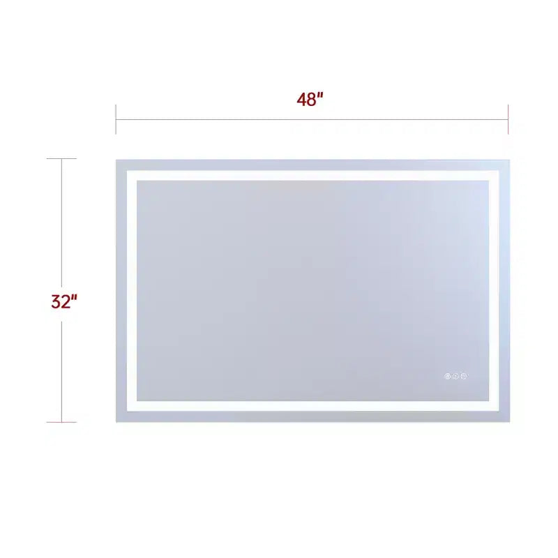 SUMERAIN 48x32 Specchio da Parete per Bagno, Anti-Appannamento, Anti-Rottura, con Luci LED Smart ETL per Trucco