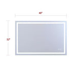SUMERAIN 48x32 Specchio da Parete per Bagno, Anti-Appannamento, Anti-Rottura, con Luci LED Smart ETL per Trucco