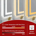 SUMERAIN 48x32 Specchio da Parete per Bagno, Anti-Appannamento, Anti-Rottura, con Luci LED Smart ETL per Trucco