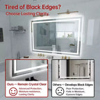 SUMERAIN 48x32 Specchio da Parete per Bagno, Anti-Appannamento, Anti-Rottura, con Luci LED Smart ETL per Trucco