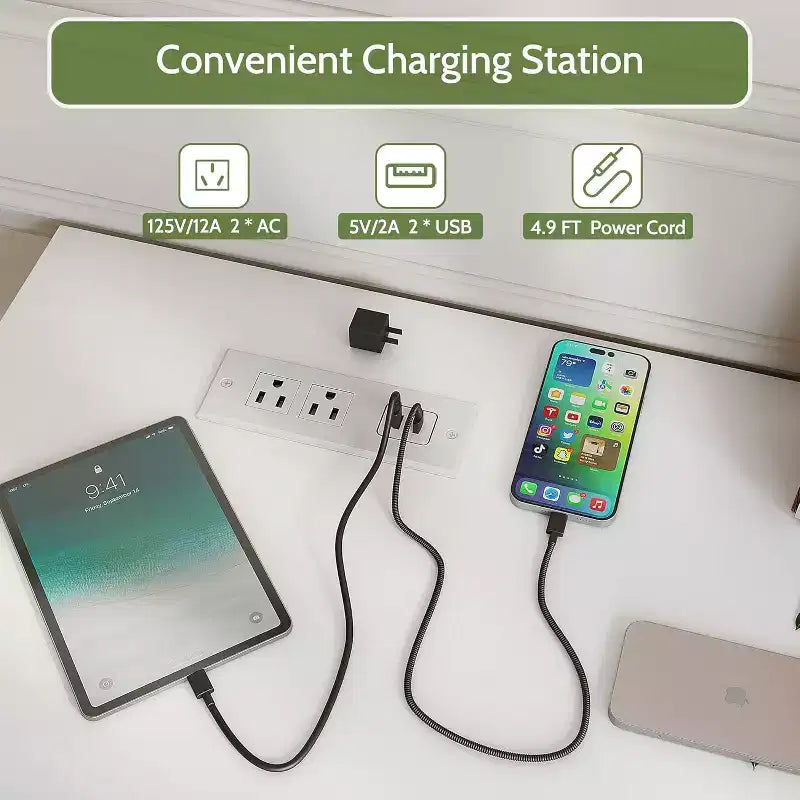 Cassettiera doppia Dyonery a 6 cassetti con luci LED, mobile contenitore ampio con ripiani aperti, colore bianco