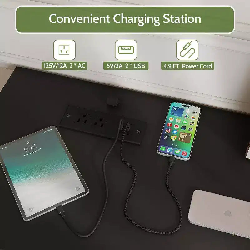 Cassettiera doppia Dyonery a 6 cassetti con luci LED, mobile contenitore ampio con ripiani aperti, colore bianco