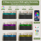 Cassettiera doppia Dyonery a 6 cassetti con luci LED, mobile contenitore ampio con ripiani aperti, colore bianco