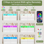 Cassettiera doppia Dyonery a 6 cassetti con luci LED, mobile contenitore ampio con ripiani aperti, colore bianco