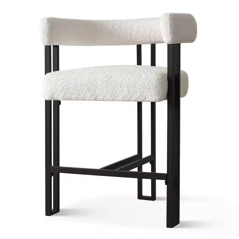 Set di 8 moderni sgabelli da bar imbottiti ad altezza bancone, sgabelli da bancone in bouclé con gambe in metallo, seduta alta 60 cm per isola cucina - Panipeachy