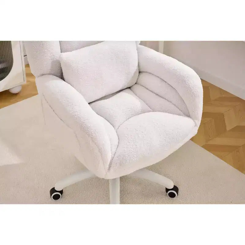 Sedia da ufficio Teddy Swivel, poltrona girevole con altezza regolabile, ruote per studio, camera da letto - ModernLuxe