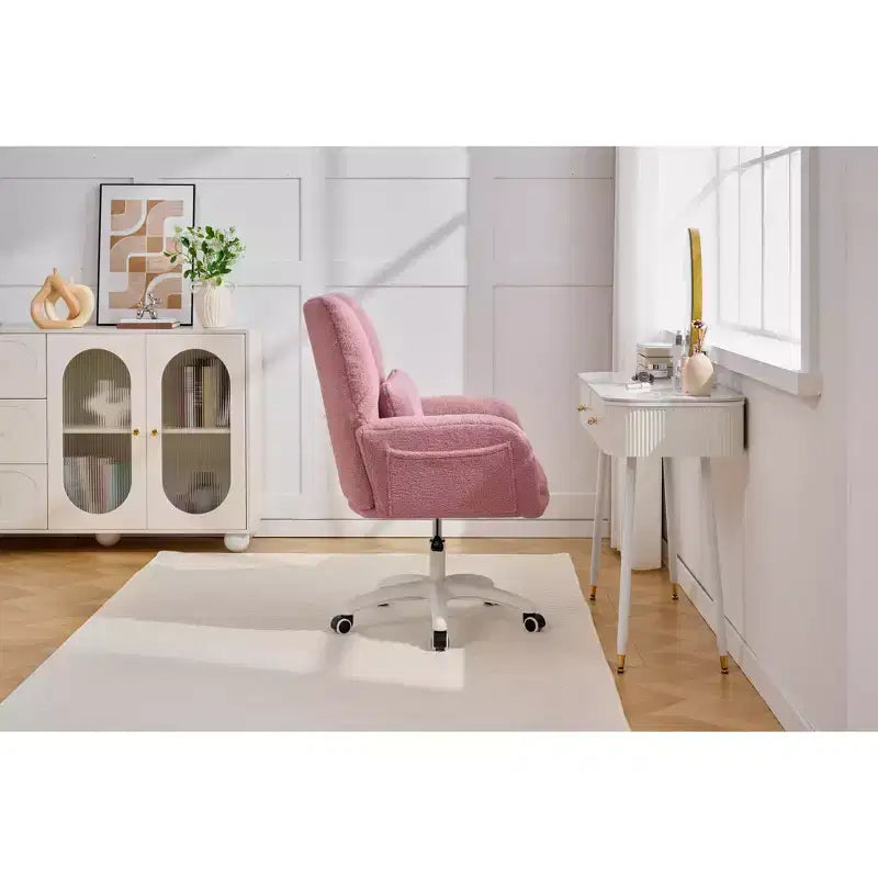 Sedia da ufficio Teddy Swivel, poltrona girevole con altezza regolabile, ruote per studio, camera da letto - ModernLuxe