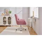 Sedia da ufficio Teddy Swivel, poltrona girevole con altezza regolabile, ruote per studio, camera da letto - ModernLuxe