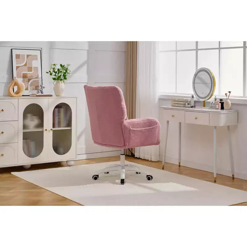Sedia da ufficio Teddy Swivel, poltrona girevole con altezza regolabile, ruote per studio, camera da letto - ModernLuxe