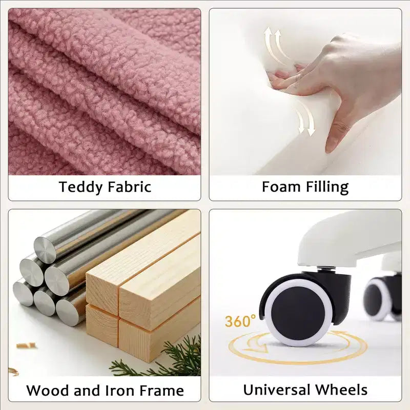 Sedia da ufficio Teddy Swivel, poltrona girevole con altezza regolabile, ruote per studio, camera da letto - ModernLuxe