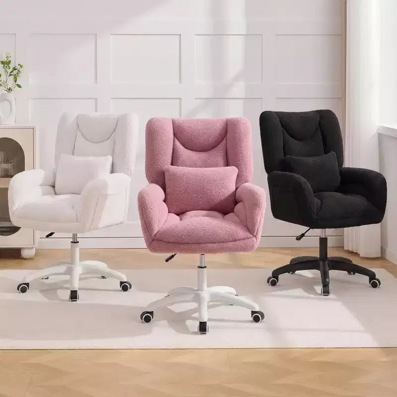 Sedia da ufficio Teddy Swivel, poltrona girevole con altezza regolabile, ruote per studio, camera da letto - ModernLuxe
