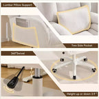 Sedia da ufficio Teddy Swivel, poltrona girevole con altezza regolabile, ruote per studio, camera da letto - ModernLuxe