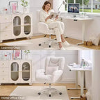 Sedia da ufficio Teddy Swivel, poltrona girevole con altezza regolabile, ruote per studio, camera da letto - ModernLuxe
