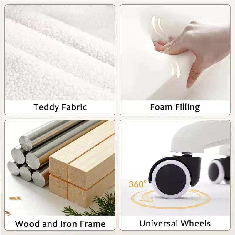 Sedia da ufficio Teddy Swivel, poltrona girevole con altezza regolabile, ruote per studio, camera da letto - ModernLuxe