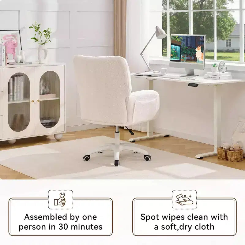 Sedia da ufficio Teddy Swivel, poltrona girevole con altezza regolabile, ruote per studio, camera da letto - ModernLuxe