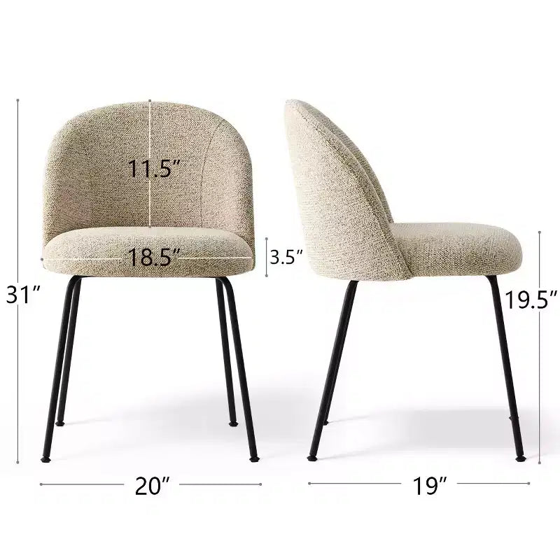 Set di 8 Sedie da Pranzo Moderne Tappezzate in Lino, Sedie da Cucina e Sala da Pranzo Senza Braccioli con Schienale Imbottito e Gambe in Metallo-Panipeachy