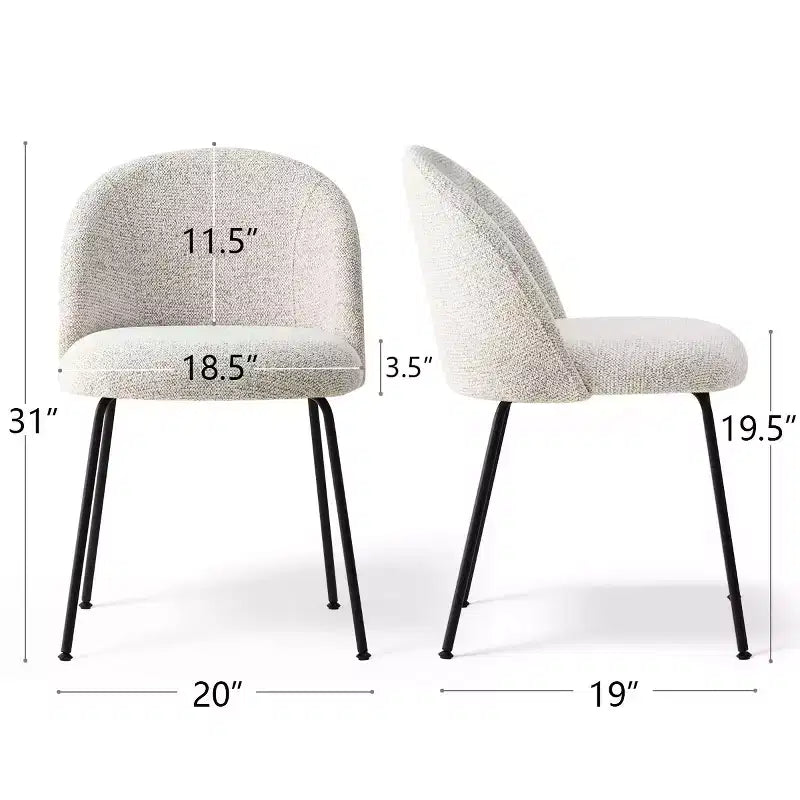Set di 8 Sedie da Pranzo Moderne Tappezzate in Lino, Sedie da Cucina e Sala da Pranzo Senza Braccioli con Schienale Imbottito e Gambe in Metallo-Panipeachy