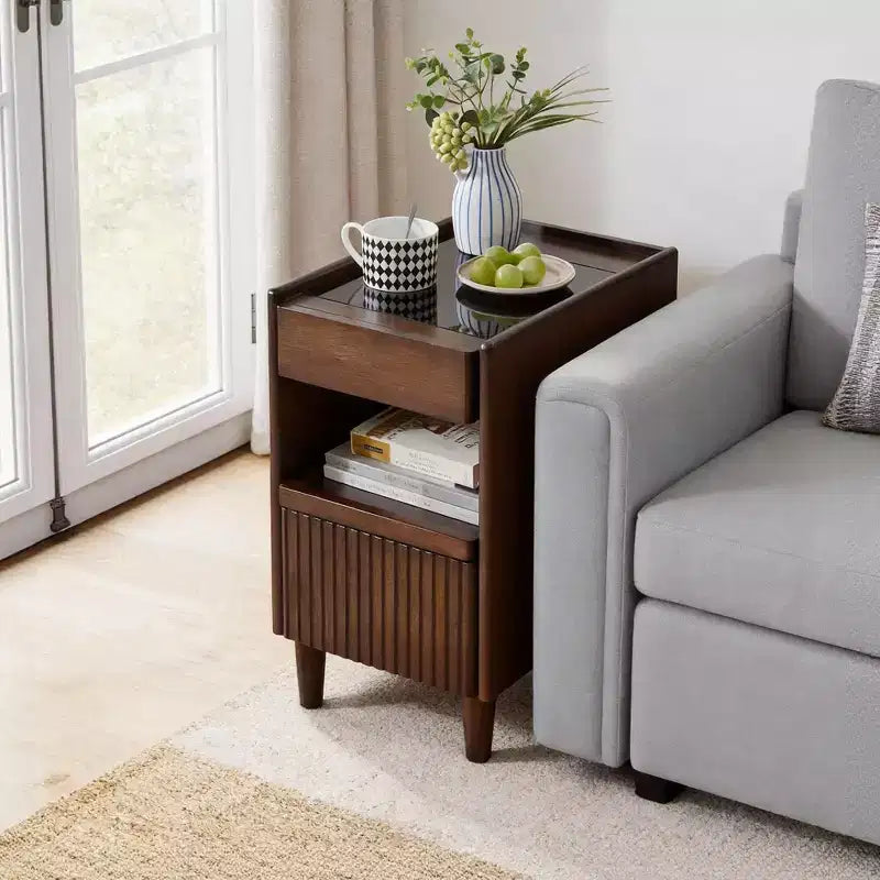 Comodino in legno elegante e funzionale con 1 cassetto per camera da letto e soggiorno