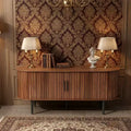 JVNOXK 47 Walnut Modern TV Stand with Sliding Door & Storage Compartment