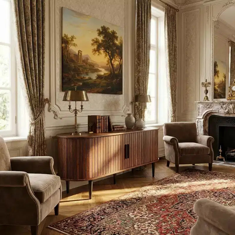 JVNOXK 47 Mobile TV Moderno in Noce con Anta Scorrevole e Vano Contenitore