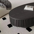 Tavolino ovale con contenitore, moderno tavolino centrale in legno per soggiorno, nero
