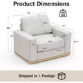 Dyonery Fixed sofa with wooden strips, cotton fabric, light beige color, single person seat, 44 inches