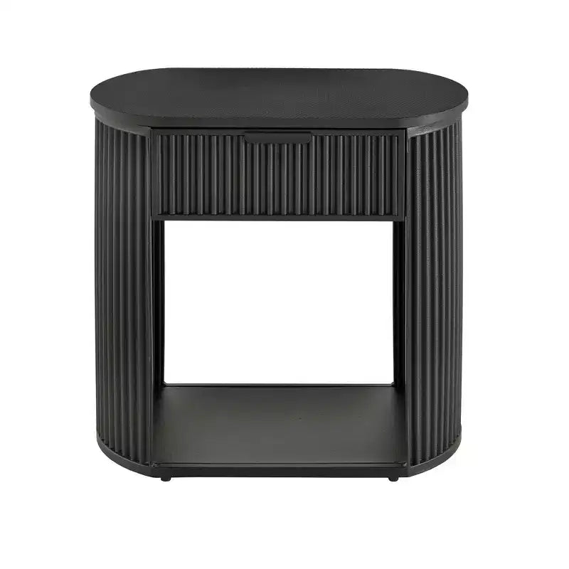 Set camera da letto Shirley con letto e comodini - Nero - iNSPIREQ