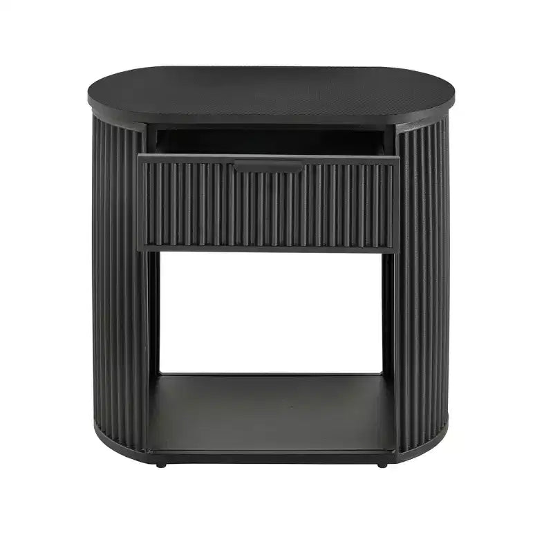 Set camera da letto Shirley con letto e comodini - Nero - iNSPIREQ