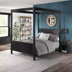 Set camera da letto Shirley con letto e comodini - Nero - iNSPIREQ