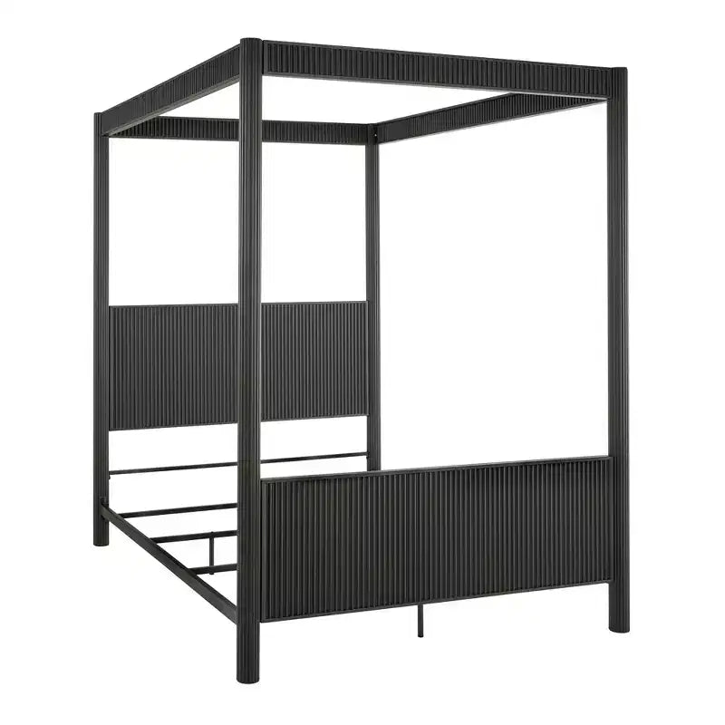 Set camera da letto Shirley con letto e comodini - Nero - iNSPIREQ