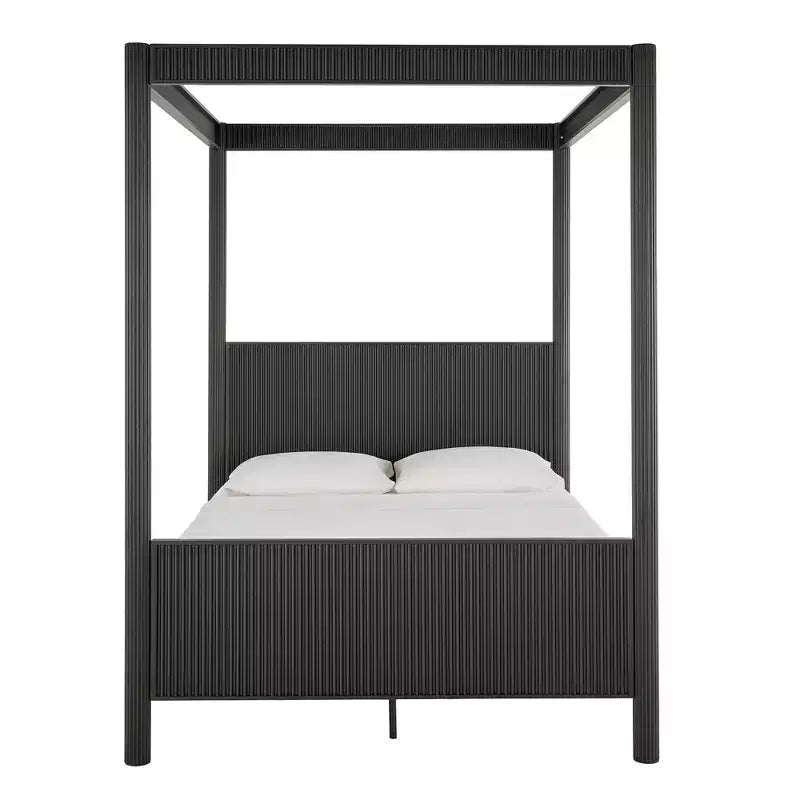 Set camera da letto Shirley con letto e comodini - Nero - iNSPIREQ