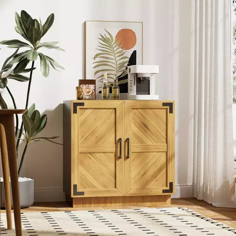 Credenza a buffet moderna da 80 cm con ante e ripiani regolabili per sala da pranzo o cucina - Marrone