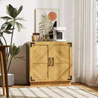 Credenza a buffet moderna da 80 cm con ante e ripiani regolabili per sala da pranzo o cucina - Marrone