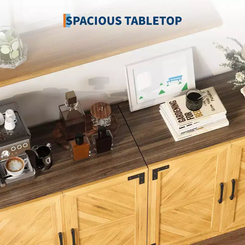 Credenza a buffet moderna da 80 cm con ante e ripiani regolabili per sala da pranzo o cucina - Marrone
