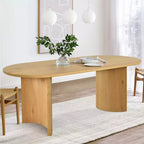 Tavolo da Pranzo Ovale Moderno con Gambe a C, Elegante Tavolo Grande da Cucina con Finitura Venata in Legno per Casa, Colazione o Sala da Pranzo-Panipeachy