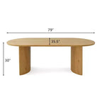 Tavolo da Pranzo Ovale Moderno con Gambe a C, Elegante Tavolo Grande da Cucina con Finitura Venata in Legno per Casa, Colazione o Sala da Pranzo-Panipeachy