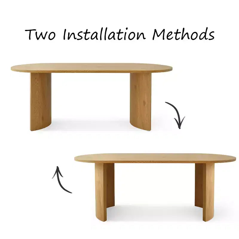 Tavolo da Pranzo Ovale Moderno con Gambe a C, Elegante Tavolo Grande da Cucina con Finitura Venata in Legno per Casa, Colazione o Sala da Pranzo-Panipeachy