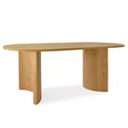 Tavolo da Pranzo Ovale Moderno con Gambe a C, Elegante Tavolo Grande da Cucina con Finitura Venata in Legno per Casa, Colazione o Sala da Pranzo-Panipeachy