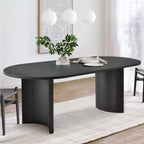 Tavolo da Pranzo Ovale Moderno con Gambe a C, Elegante Tavolo Grande da Cucina con Finitura Venata in Legno per Casa, Colazione o Sala da Pranzo-Panipeachy